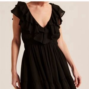 Abercrombie Black Chiffon Ruffle Dress